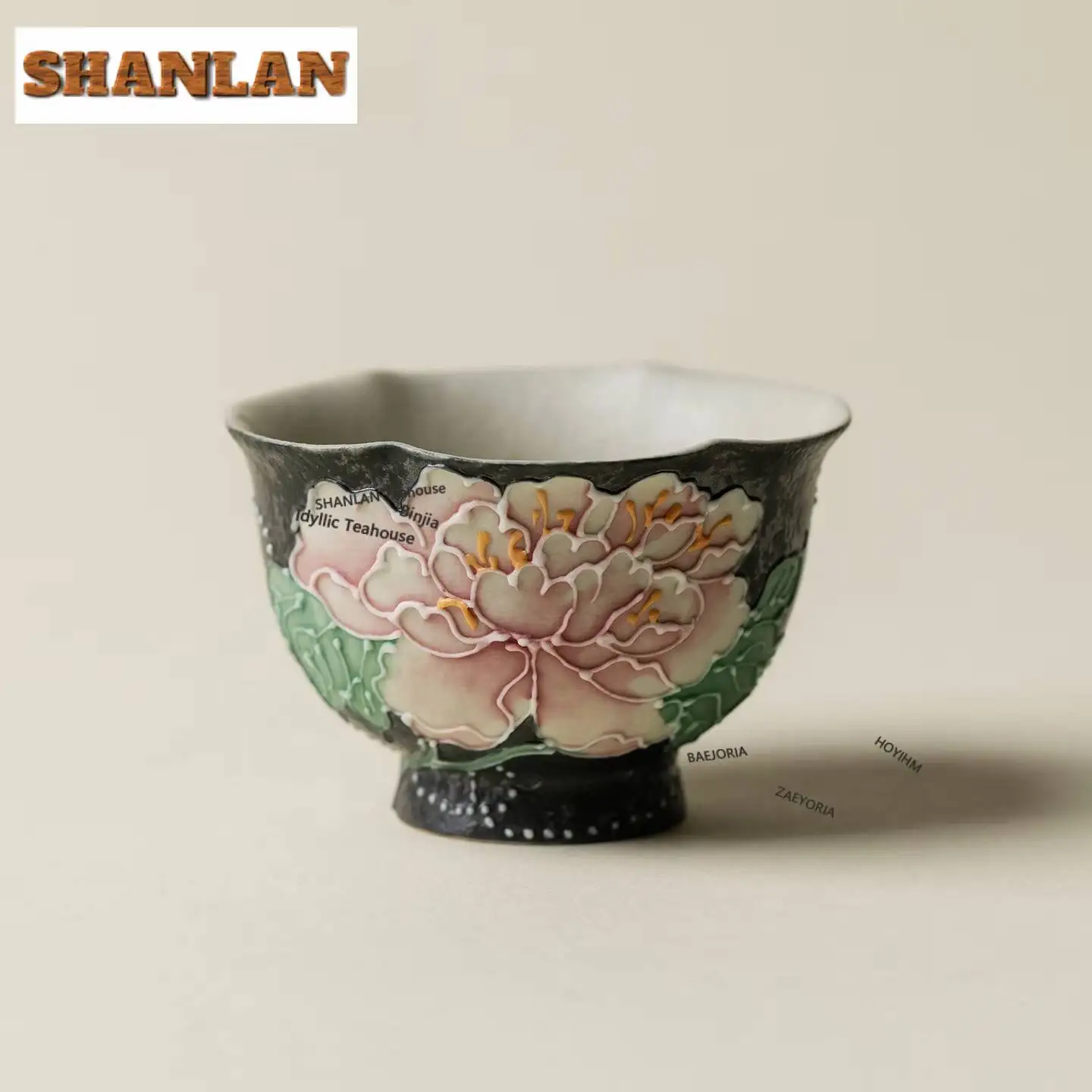 60ml Hand Painted Night Bloom Peony Teacup Traditional Tea Bowl Set Of Cups Tea-tasting Smelling Cup Jianzhan Master Cups Teaset