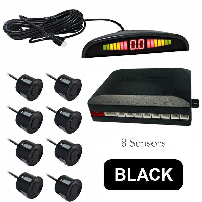 

Car Parktronic LED Parking Sensor With 8 Sensors Reverse Backup Car Parking Radar Monitor Detector System 22MM Backlight Display