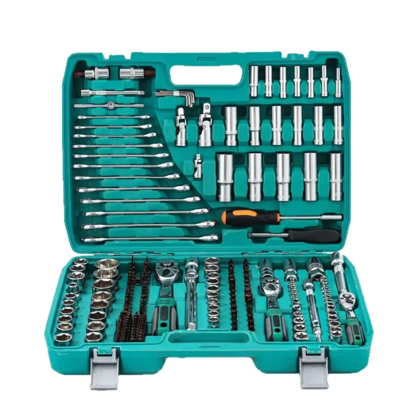 216 Piece Chrome Vanadium Steel Socket Wrench Ratchet Set for Car Maintenance with Plastic Box