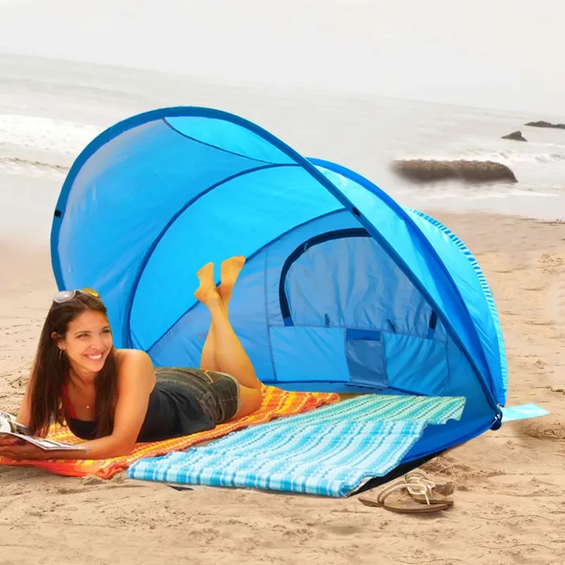 Seaside vacation beach tent sunscreen sunshade automatic quick open outdoor open foldable fishing double tent