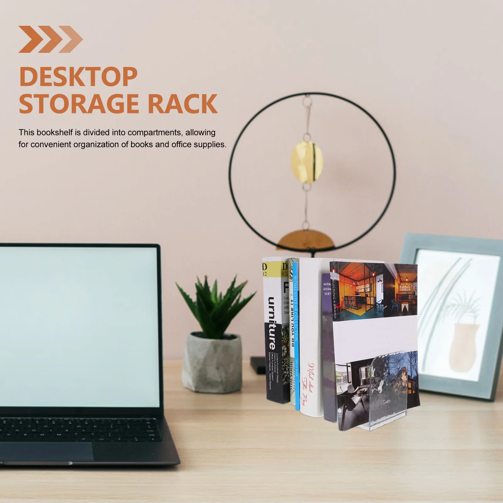 رف تخزين المستندات لملف سطح المكتب مكون من 4 مقصورات مادة شفافة للحيوانات الأليفة حامل مُنظِم لرف الكتب المكتبي متعدد الوظائف #6