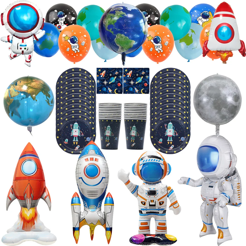 Weltraum-Geburtstagsparty-Zubehör Astronaut Rakete Planet Ballon Tischdeko-Set für Weltraum-Themen-Geburtstagsfeier-Dekorationen
