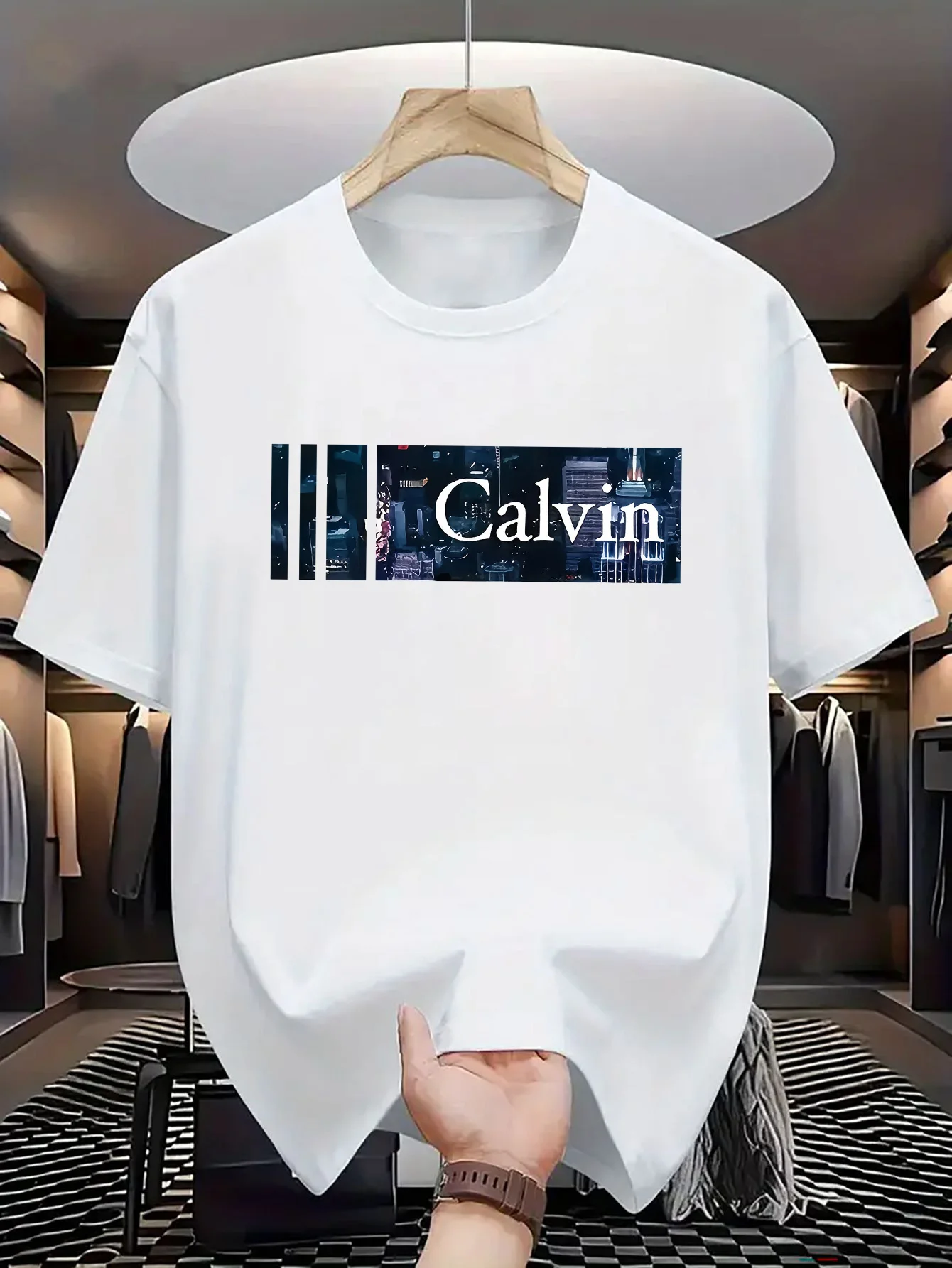 Camiseta con logo 3D: Diseño de Calvin rojo vibrante para un estilo urbano moderno – Perfecto para primavera/verano – Hacer