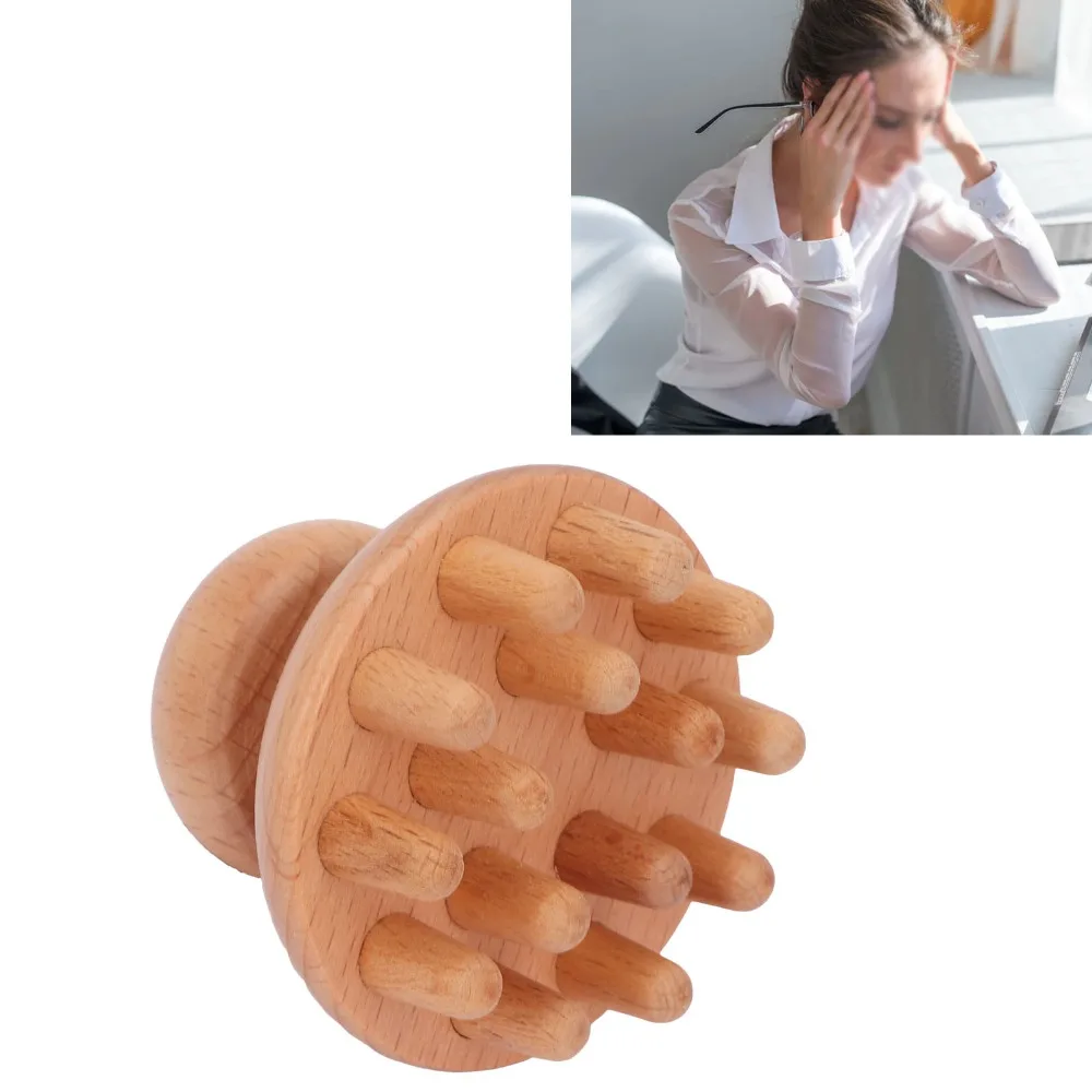 Wooden Material Wood Mushroom Massager Mushroom Shape Wood Color Manual Massage Tool Ergonomic Handle Handheld Wood Massage Tool