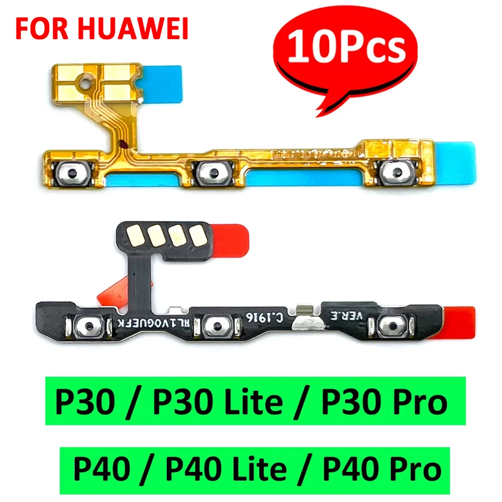 10Pcs，NEW Power Switch On/Off Button Volume Key Button Flex Cable For Huawei P8 P9 P10 Plus P20 P30 Pro P40 Lite E 5G