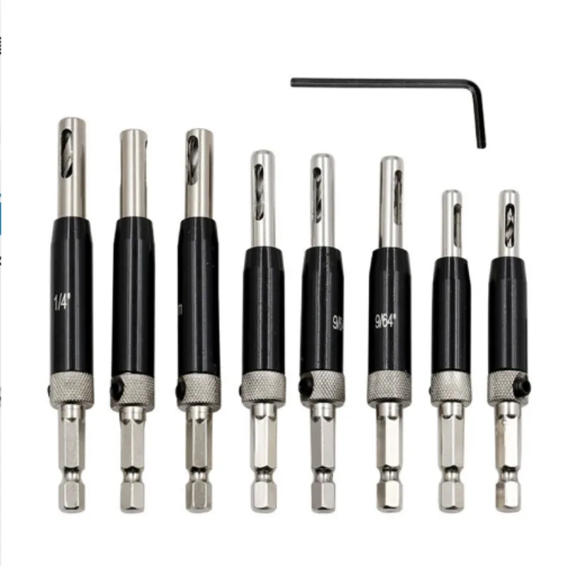 Woodworking drill set hexagonal handle hole locator door and window hinge hole opener black hinge drill