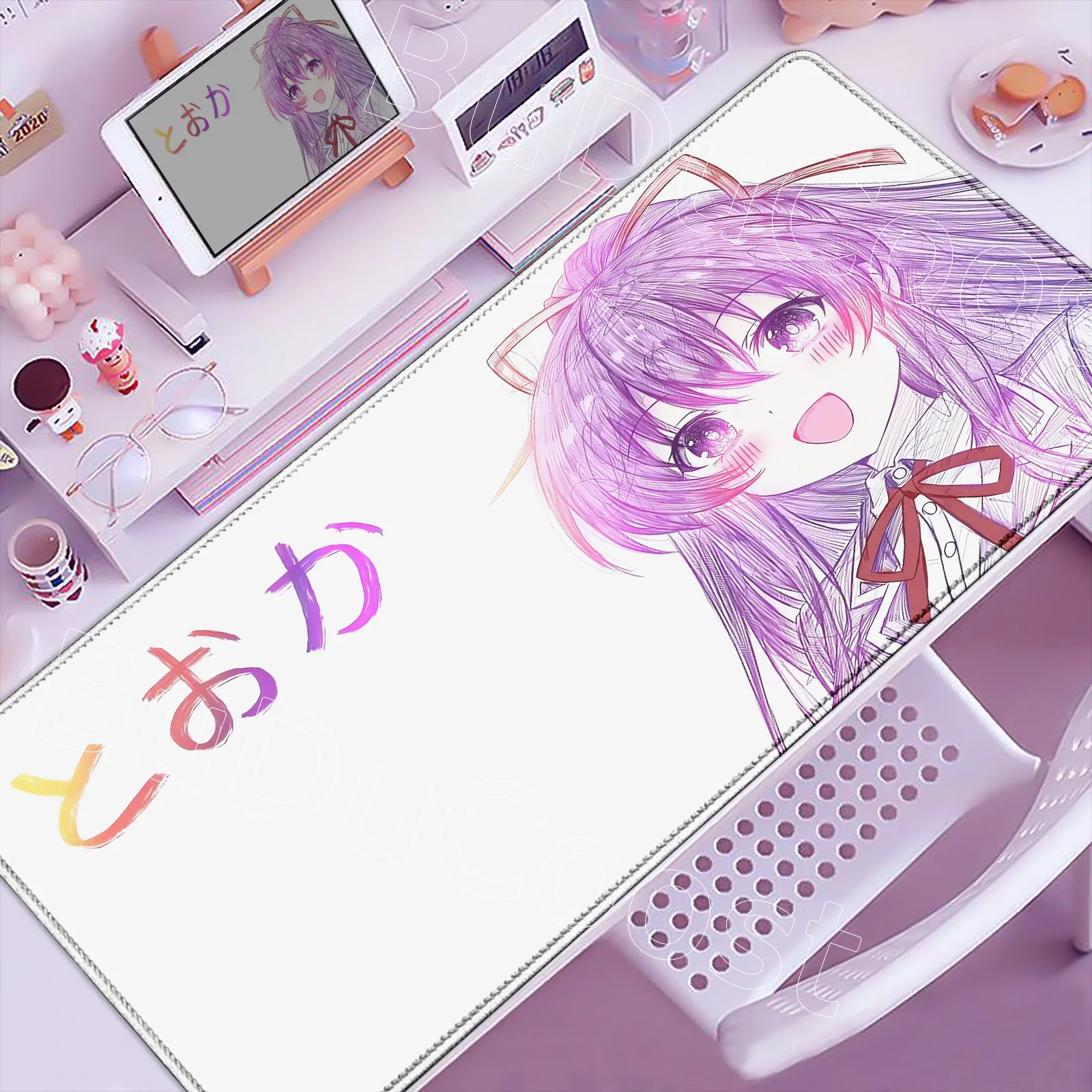 HD خط الرسم Tohka Yatogami أنيمي فتاة ماوس الوسادة تاريخ الألعاب الكبير لوحة الماوس الحية تصميم LockEdge لوحة مفاتيح الكمبيوتر حصيرة مكتبية