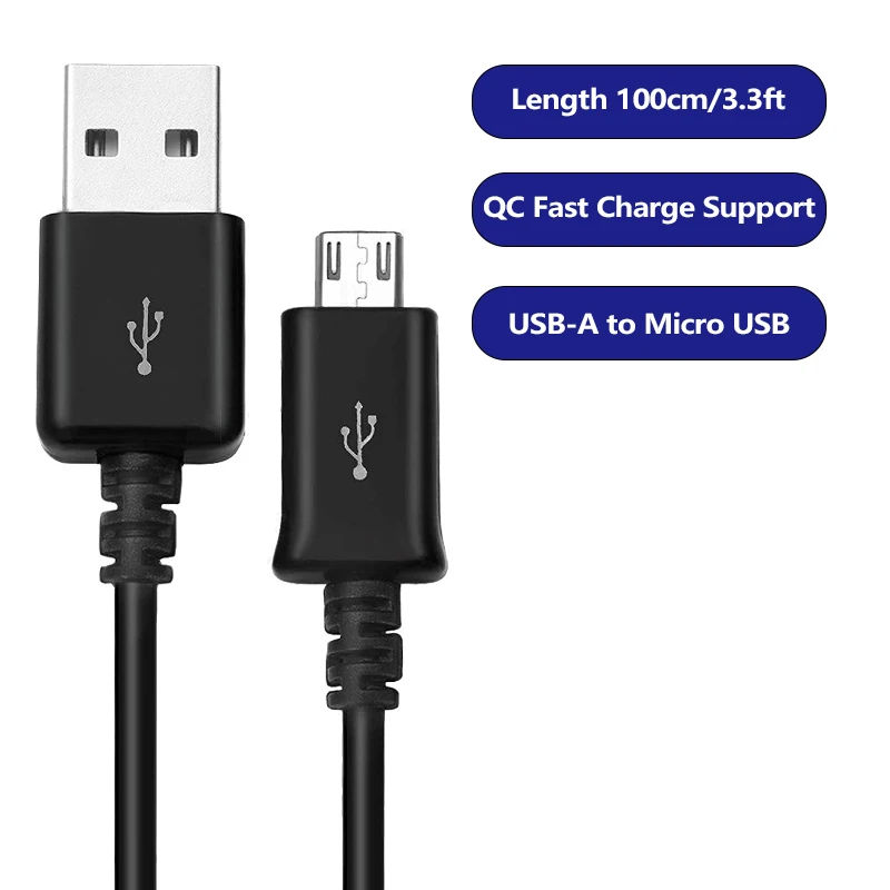 Inquebrável Micro USB Cabo De Carregamento, Carregador Android, Rápido Cabos De Carregamento, 100cm, 3ft, 5V, 1.2A