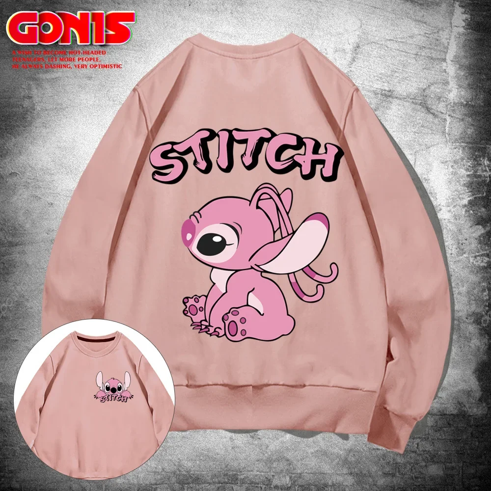 Stitch Round Neck Pullover Sweatshirt Disney Men and Women Japanese Animation Loose Couple Clothing