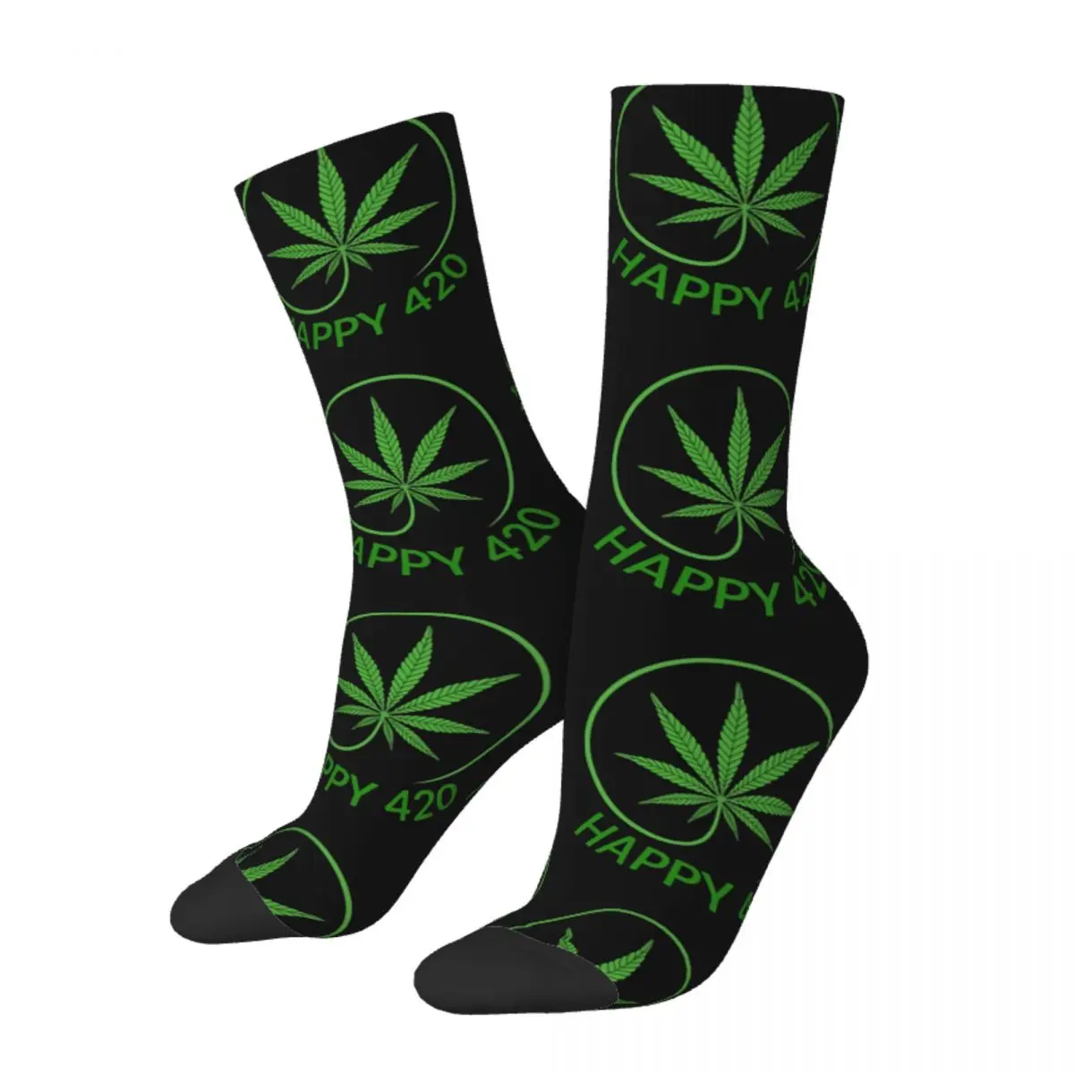 

Happy Vintage Happy Weed Smoker Crazy Men's Socks Unisex Harajuku Seamless Printed Novelty Crew Sock Boys Gift