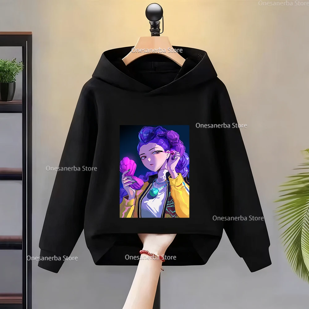 الأطفال هوديس Y2K KPop شيطان هنتر لطيف طباعة الفتيان والفتيات المألوف عادية الصوف مقنعين طفل البلوز الخريف الشتاء