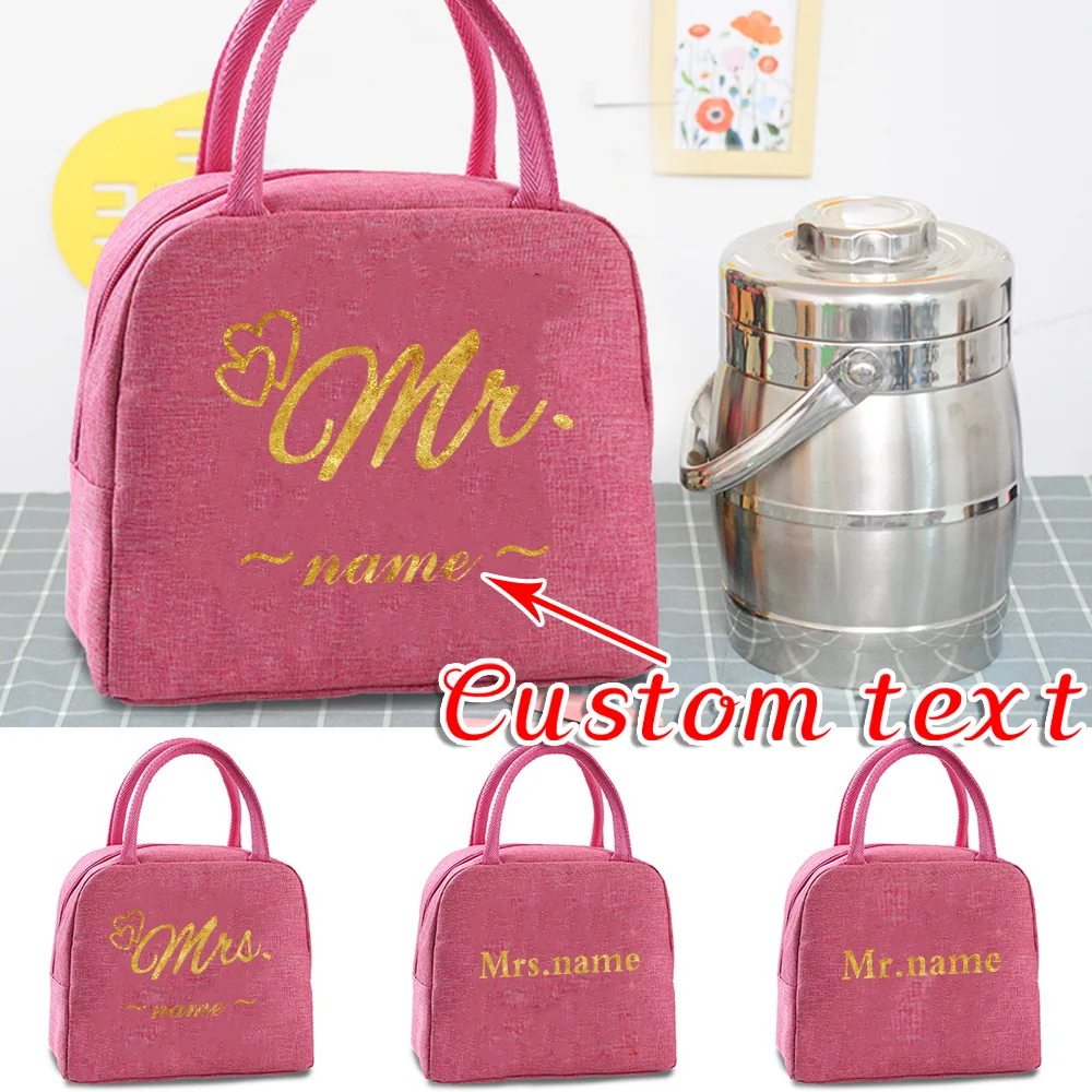 شخصية التخصيص اسم الوردي معزول حقيبة الغداء سميكة تخزين المواد الغذائية في الهواء الطلق السفر حقيبة تخييم بينتو حقيبة