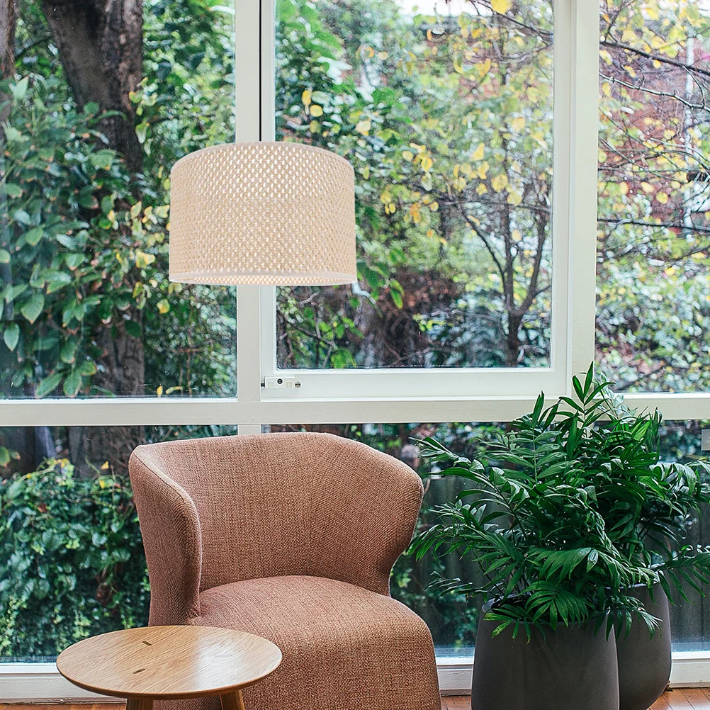 

1pc Woven Lampshade Modern Style Simulated Bamboo Light Cover For Bedroom Living Room Table Lamp Decorative Shade Home