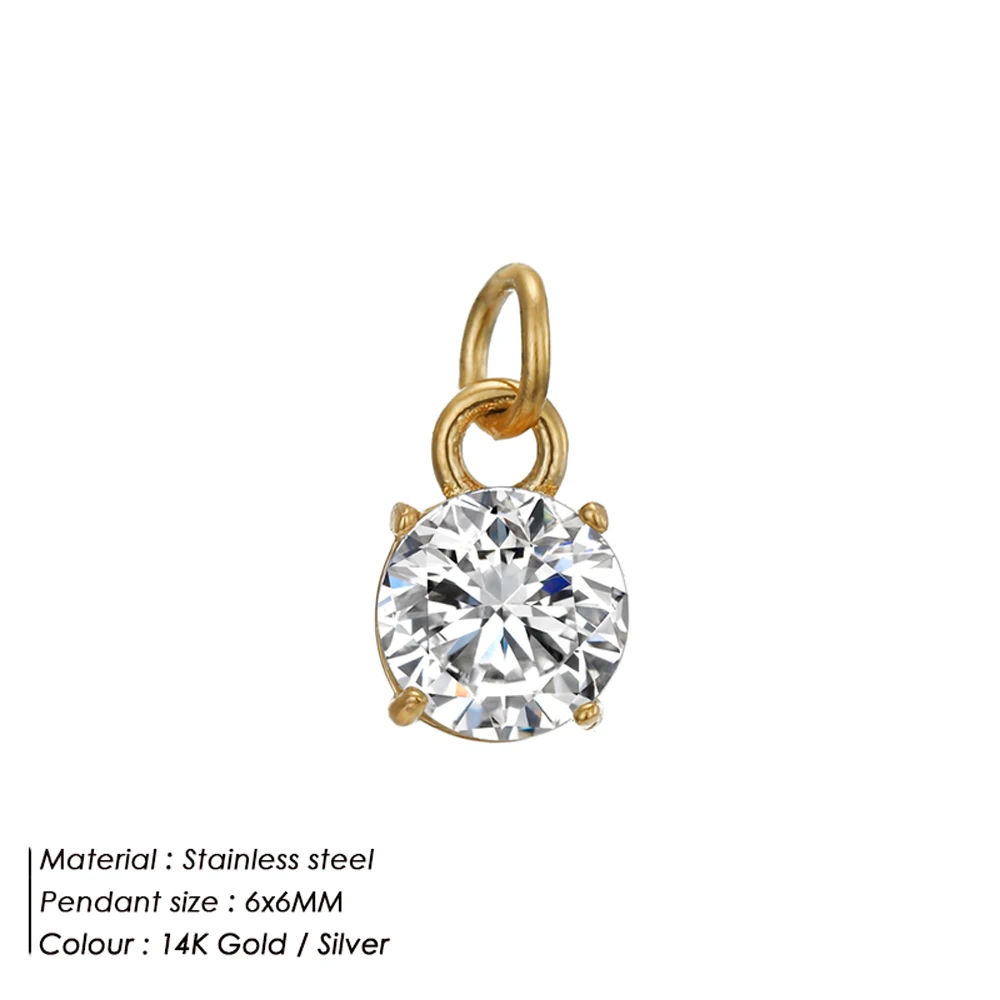 SUNIBI Stainless Pendant Necklace Round zircon pendant Charms Necklace Cosplay Jewelry Gift for Diy Necklace Bracelet Jewelry