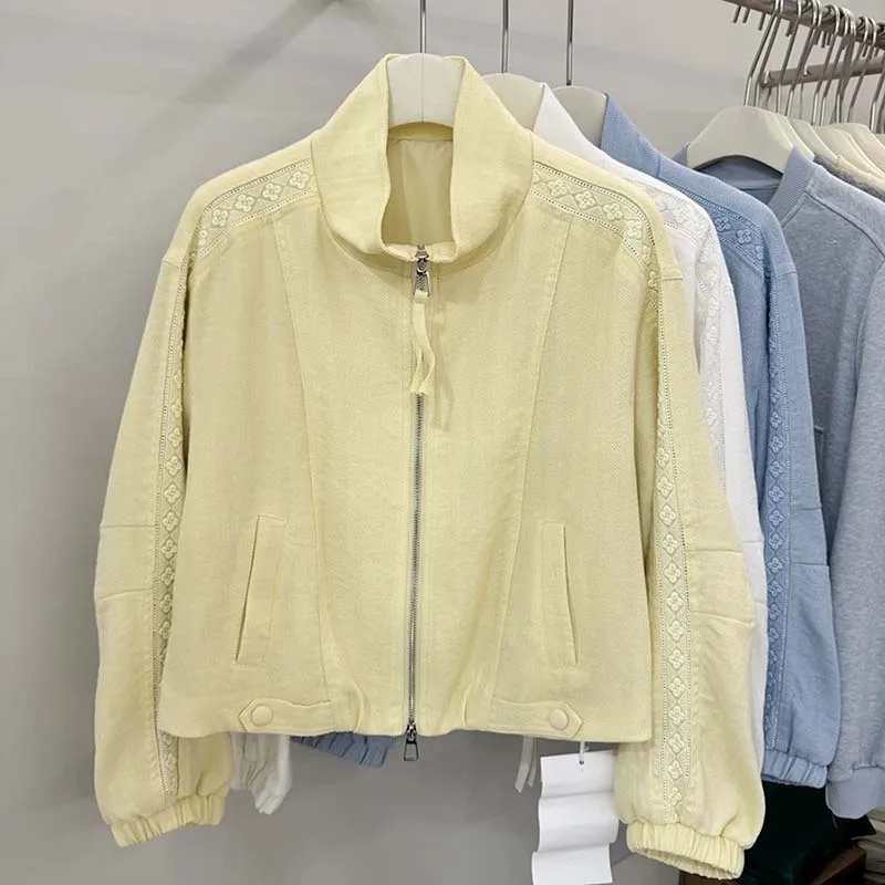Fashion Stand-up Collar Jacket Female Spring New Korean Loose Long-sleeved Casual All-match Windbreaker Coat Ladies Outerwear