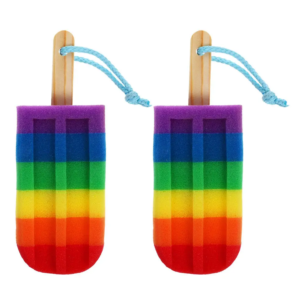 2Pcs Colorful Ice Cream Shaped Body Sponge Exfoliator Shower Scrubber Bath Sponge Dead Skin Remover for Women Kids
