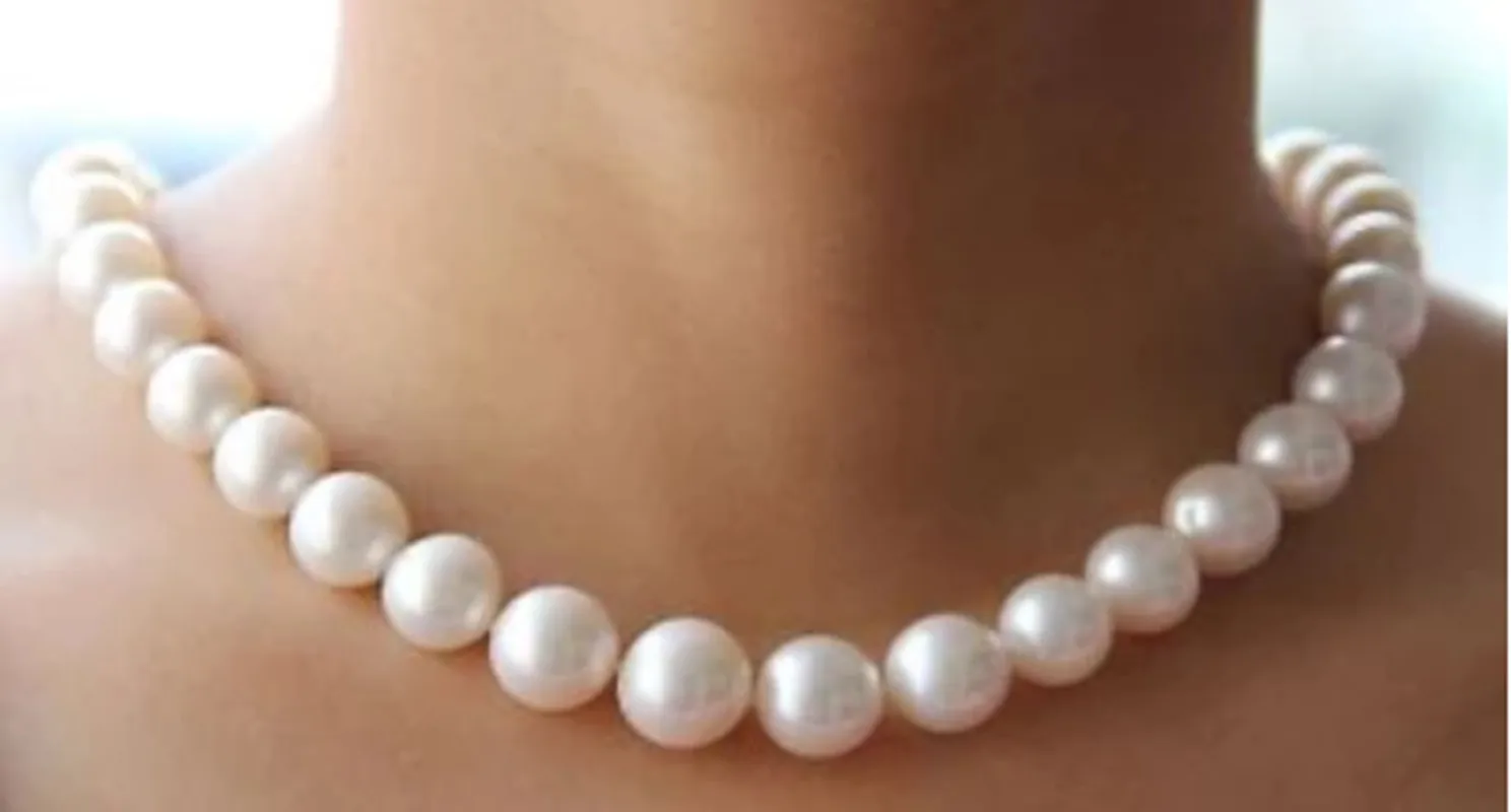 

Hand knotted necklace 10-11mm white nearly round freshwater pearl sweater chain pearl 18inch