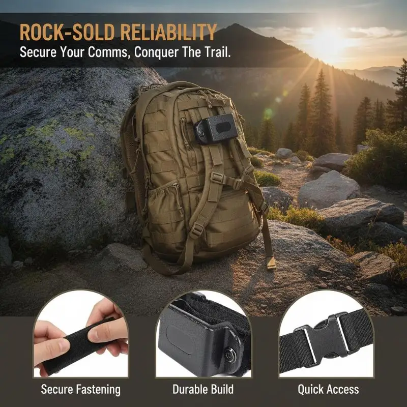 Walkie Talkie Quick Release Bracket Adjustable Universal Fit Radio Holder for Backpack Construction Site Use