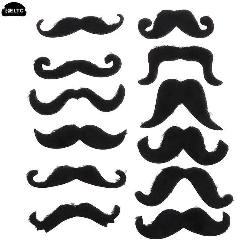 12pcs Funny Costume Mustache Pirate Party Halloween Cosplay Fake Mustach Beard Whisker Kid Adult Novelty Party Supplies