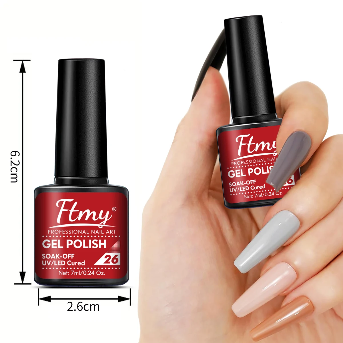 مجموعة طلاء أظافر جل لامع وردي عاري مكون من 6 قطع - طلاء جل بالأشعة فوق البنفسجية/LED لصالونات التجميل المنزلية DIY مانيكير - يدوم طويلاً، لامع، وD #3