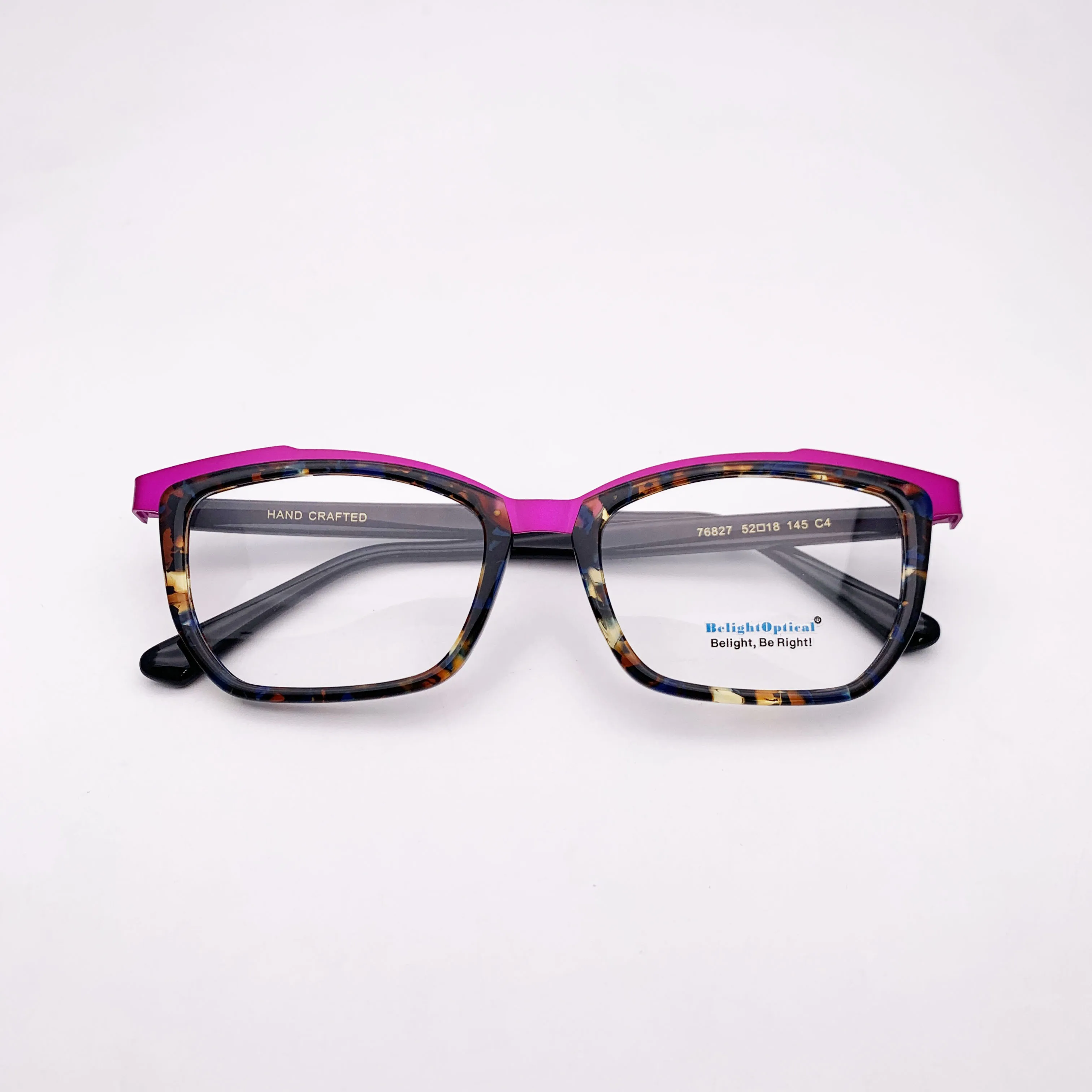 Belight Optical Acetate with Metal Combine Color Full Rim Vintage Retro Glasses Prescription Lens Eyeglasses Frame Eyewear 76827