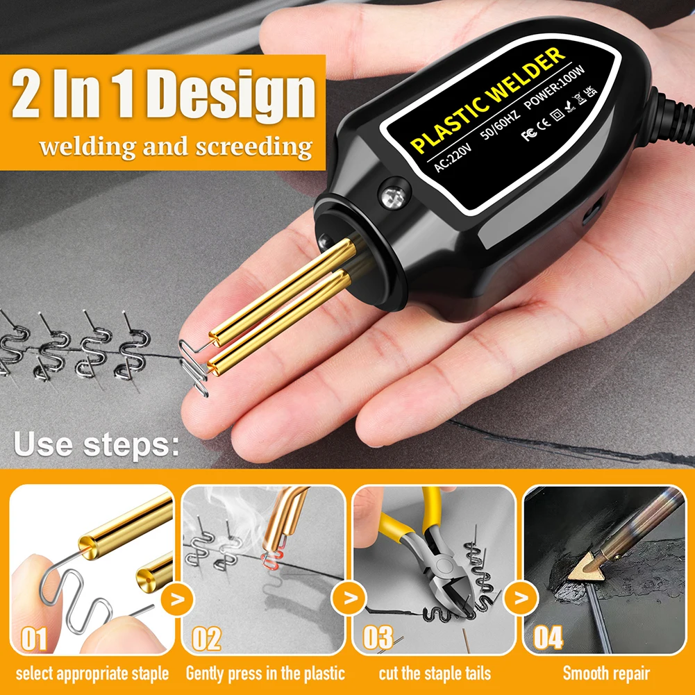 

Mini 100W Plastic Welder Plastic Repair Welder Kit With 200 Welding Nails For Kayak Repair