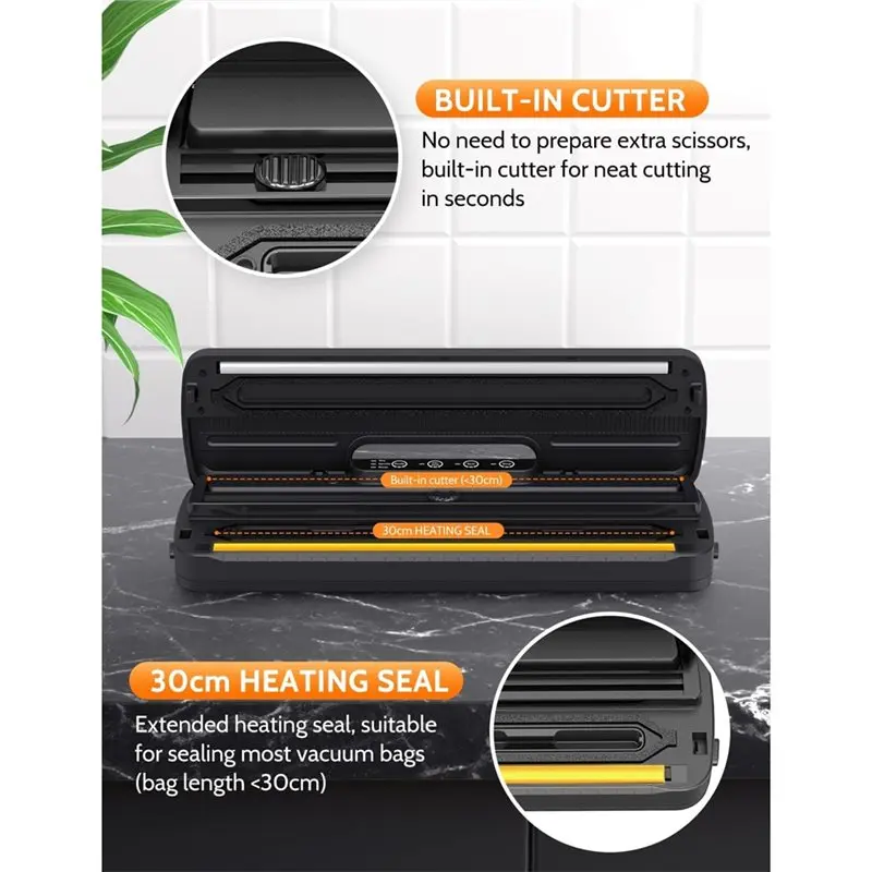 ABKR-Food Vacuum Sealer Machine Automatic With Built-In Cutter Multi-Functionality EU Plug Vac Packaging Machine Packing