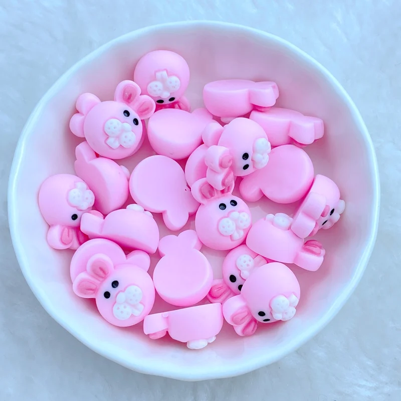 20pcs New Cute Mini Cartoon Pink Rabbit Nail Rhinestones Gems Glitter Nail Art Jewelry Manicure Nail Decoration Accessorie