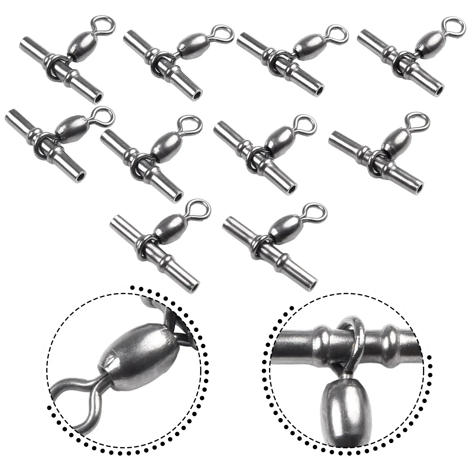 Nice Portable Pratical High Quality Hot Swivels 10Pcs 10* Alloy Bearing Connector Crimp Fishing Float Adapters