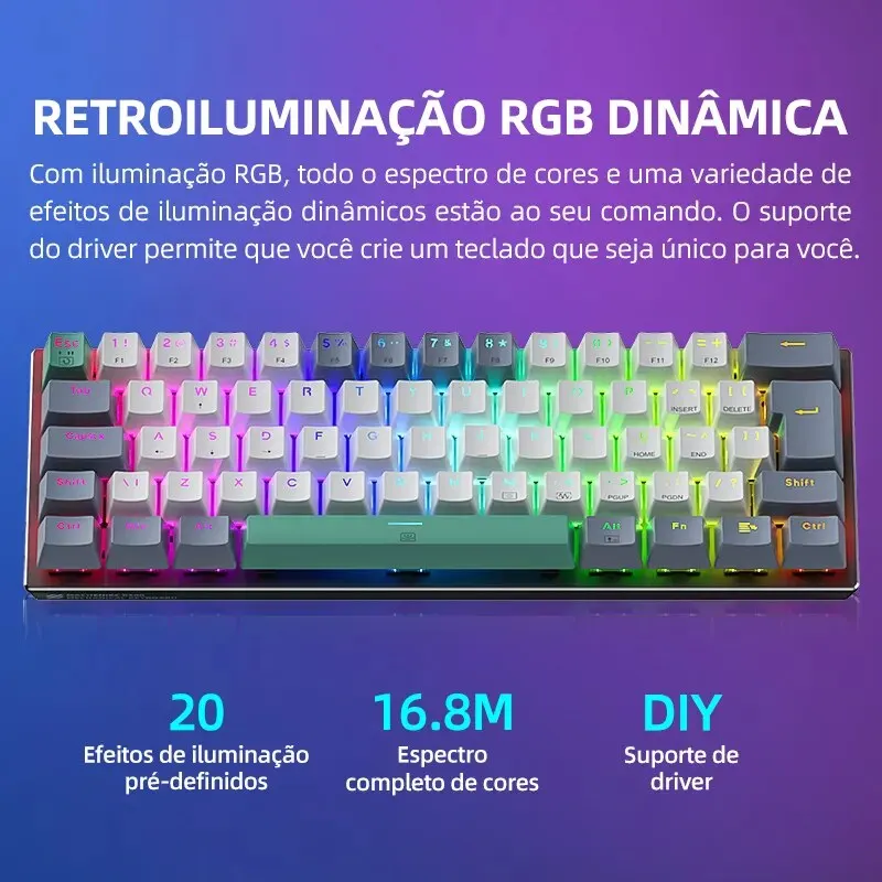 Machenike-miniteclado mecánico K500-B61 60% ABNT2, teclado con cable, retroiluminación RGB, intercambiable en caliente, NKRO, para juegos de PC