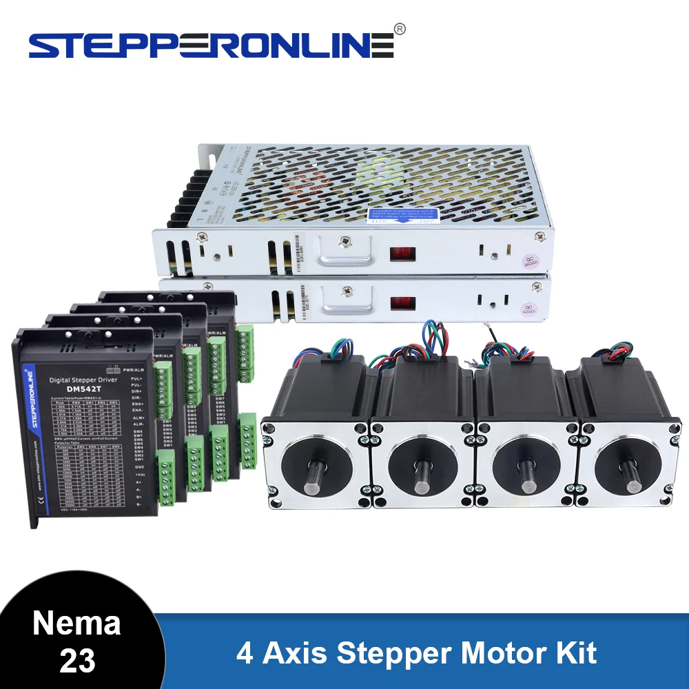 STEPPERONLINE 3 4 Axis Kit CNC Nema 23 2.2Nm 57X82mm Stepper Motor & Driver DM542T & Power Supply