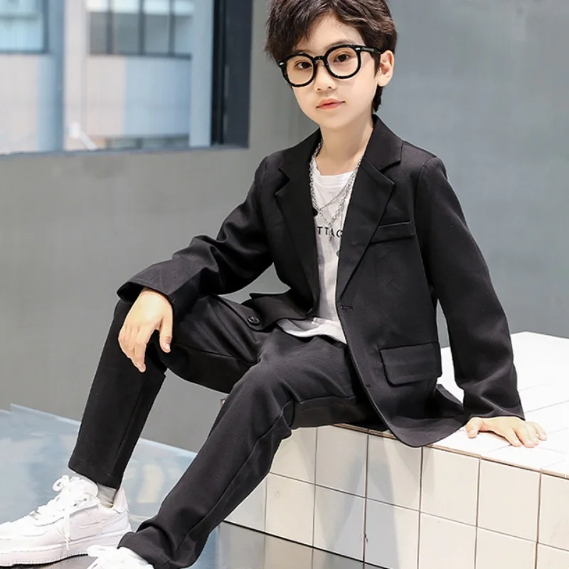 Boys Suit Casual Suit Handsome Boy Little Suit Flower Children's Dress Spring and Autumn Children's Hosting Performance Costume