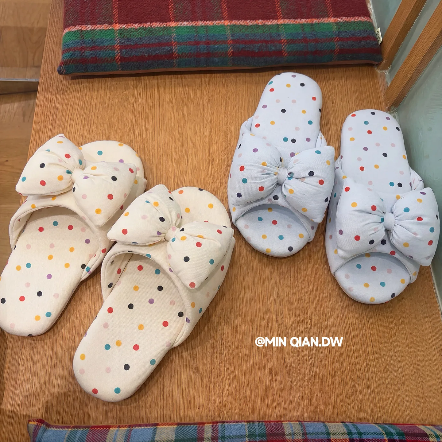 Spring Autumn Slippers Women's Wave Point Slippers Home Furnishings Indoor Non Slip Cloth Bottom Soft Bottom Non Slip Slippers