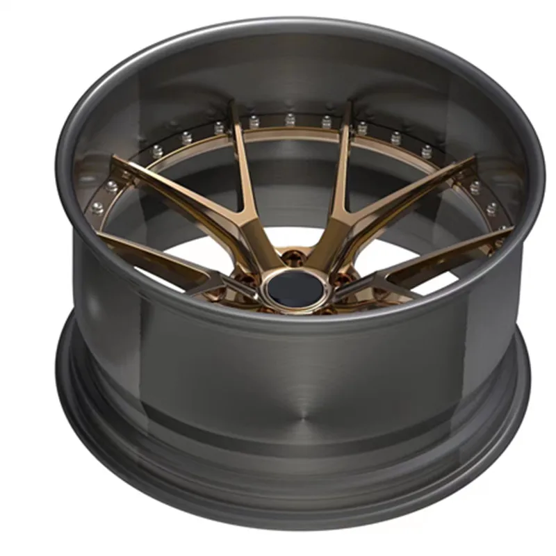 High-end customized deep concave forged alloy wheel hub, multi-inch single-piece sport rims, 5×3 PCD, gold polished finish