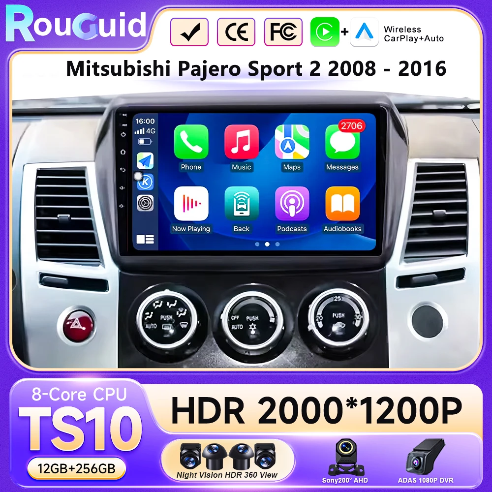 Android 16 For Mitsubishi Pajero Sport 2 2008 - 2016 L200 Triton 2006 - 2014 Android Car Radio Multimedia Video Player stereo BT