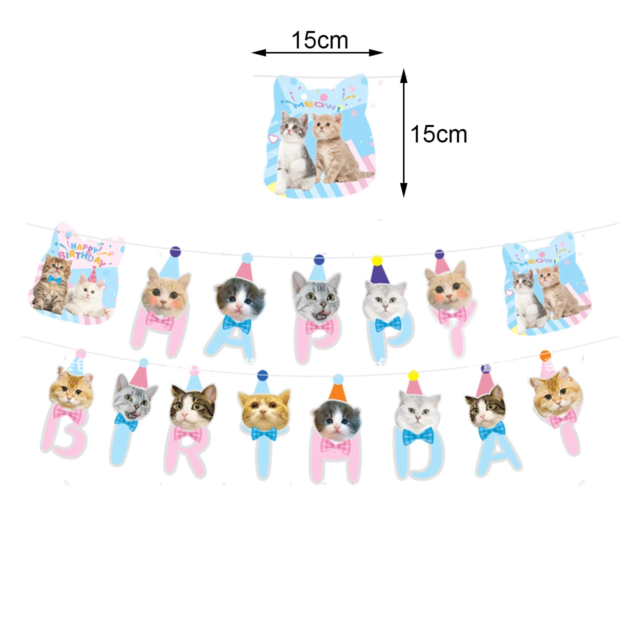 Cat Theme Birthday Party Decorations Cat Honeycomb Centerpieces Cat Happy Birthday Banner Cake Topper Kids Cat Party Supplies