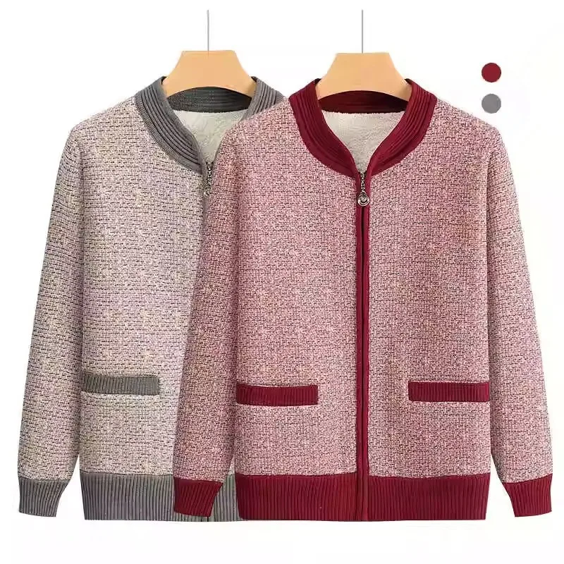 Top da donna con stampa lavorato a maglia Bottoni casual Autunno Inverno Cardigan spesso ed elegante Abbigliamento da donna Cappotto maglioni madre a maniche lunghe