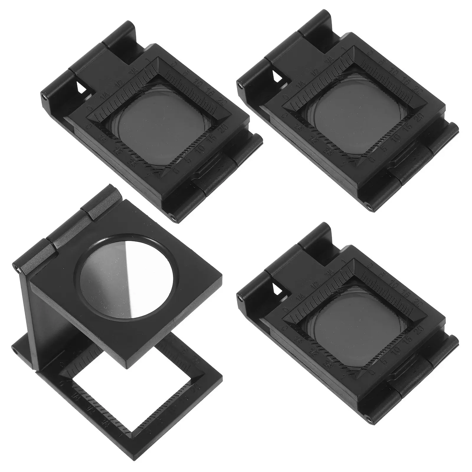 

4Pcs Foldable 10X Magnifier Glass with Precision Scale Compact Lightweight Loupe for Textile Inspection Sewing Crafts Jewelry