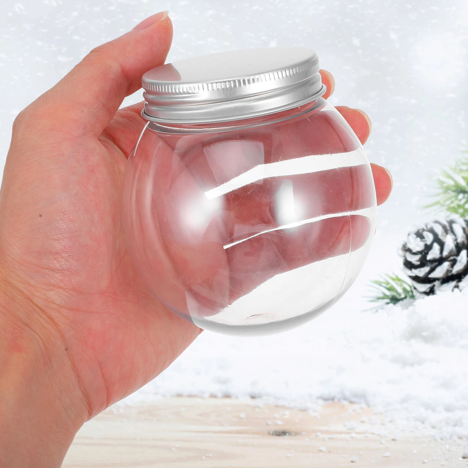 

12Pcs Transparent Snow Candy Globe Plastic Water Globe Bulk Craft Empty Container with Tight Seal Cap for DIY Celebration