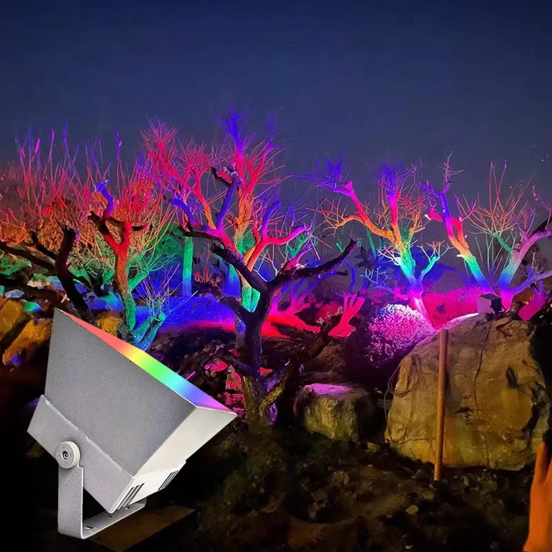 50w paisagem ao ar livre holofote colorido árvore luz rgb jardim discoteca luz arco-íris árvore holofotes para parque iluminação de área cênica