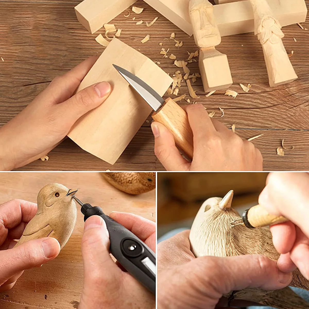 5Pcs Basswood Carving Block Natural Wood Carving Block 2 Sizes Portable Unfinished Wood Block Carving Whittling Art Supplies