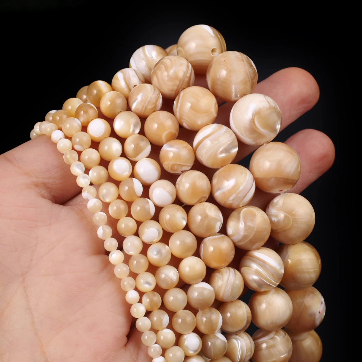 Natural Freshwater Shell Beads Loose Round Mother of Pearl Shell for Jewelry Making Diy Women Necklace Bracelet Accessories