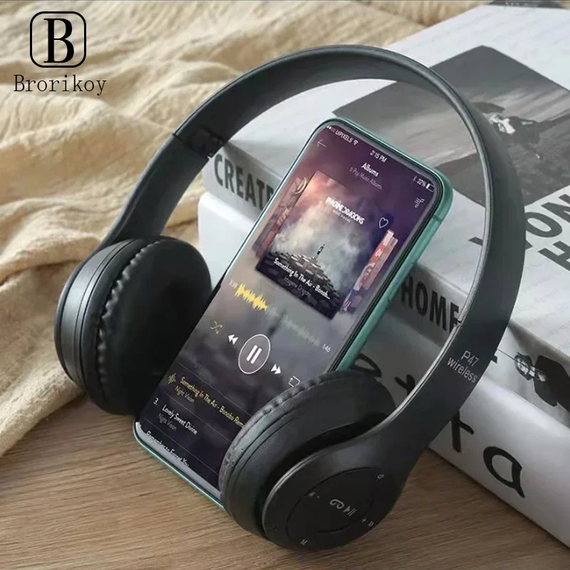 P47 Earphones Wireless Headphones Foldable Bass Helmet For iPhone Xiaomi Samsung Huawei Support SD Card 5.0 Bluetooth Earphone