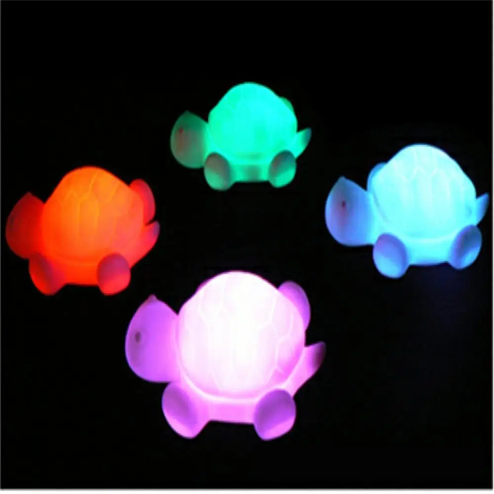 1/2/3 Stuks Led Baby Nachtlampje Email Zeven Kleuren Creativiteit Ag10 Knop Batterijen Schildpad Draagbare Verlichting Bedlampje