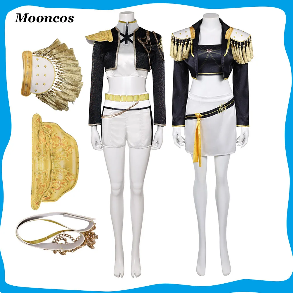 

Rumi Zoey Mira Kpop Demon Hunter Cosplay Black Gold Team Uniform Set Costume for Kids Child Girls Halloween Carnival Party Suit