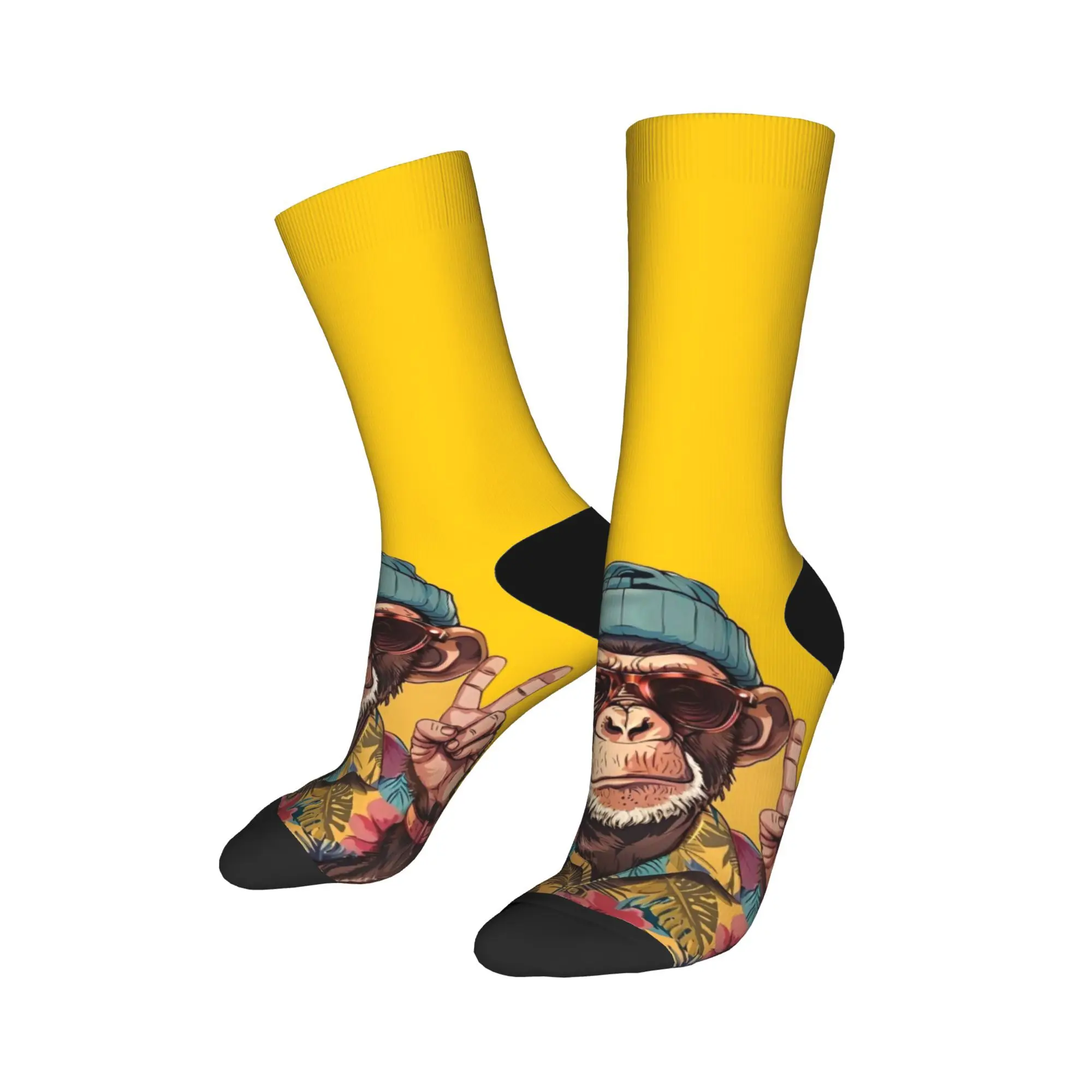 Arte gorila meias engraçadas meias masculinas qualidade ciclismo meias primavera gráfico antiderrapante meias