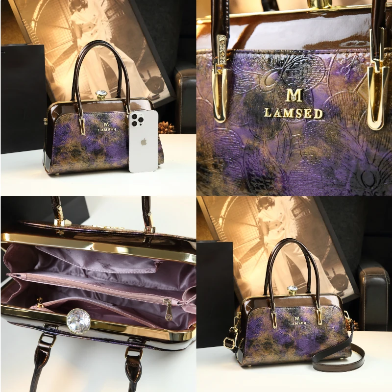 Borsa da donna in vera pelle moda fiori Momstyle Senior Single Shoulder Crossbody nicchia borse di grande capacità