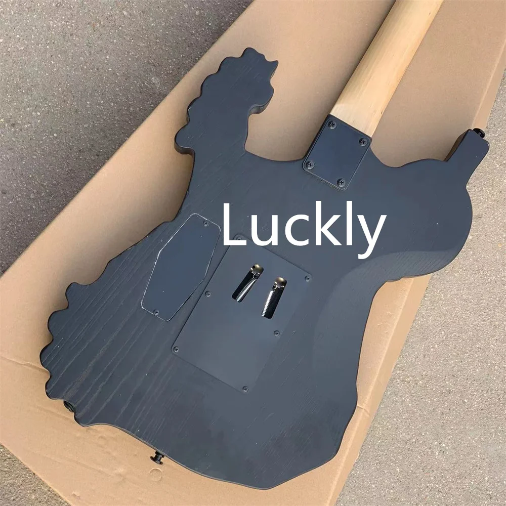 In stock  Special skull electric guitar black and white guitar body rose wood fingerboard free delivery to your door guitarra