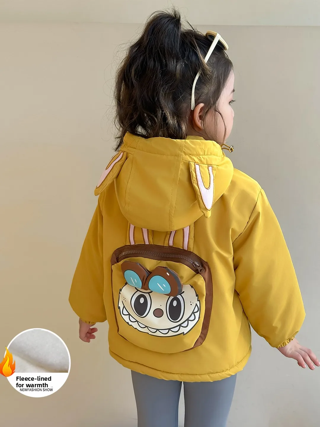 

Детское пальто Thiened Fce, осенне-зимнее новое пальто с героями мультфильмов для маленьких девочек, детская зимняя одежда-стойка, длинное свец Zi...