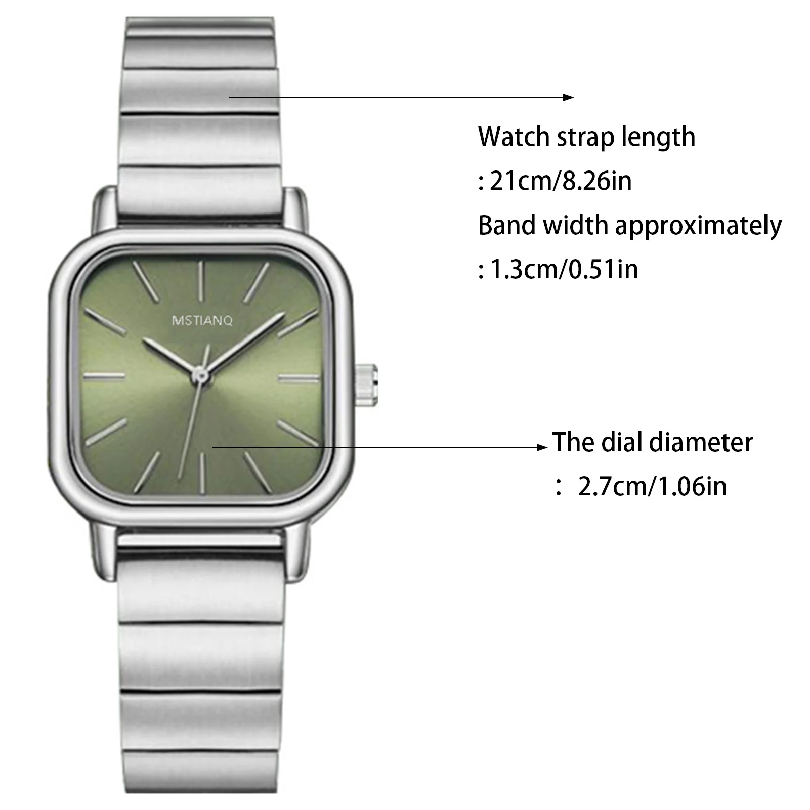 Unisex Steel Bands Business Watch Square Shape Dial Steel Band Wristwatch Wonderful Watches Gift for Women